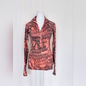 Nike Pro Hyperwarm 1/2 Zip Pullover Training Top Size XS Orange Gray